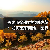 养老服务业供给侧改革:如何破解用地、医养融合与社会资本难题?(图2) 养老服务业供给侧改革:如何破解用地、医养融合与社会资本难题?(图2)